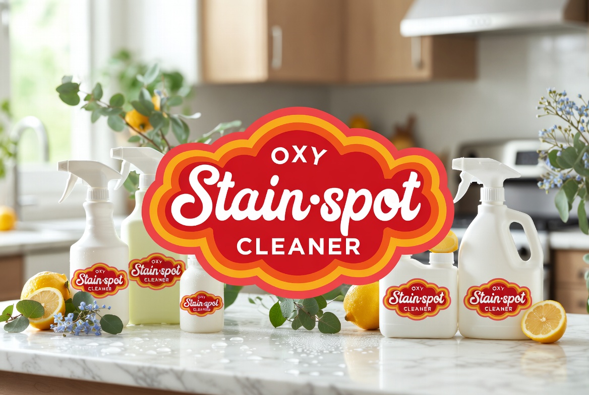 Stain.spot premium natural cleaning products beautifully arranged in a bright kitchen
